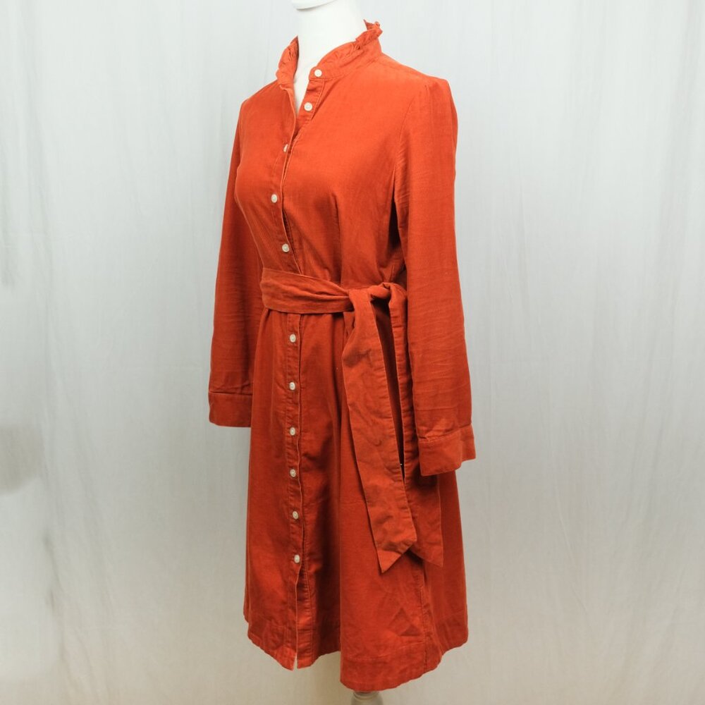 J. Crew | Dresses | Corduroy Ruffle Neck Shirt Dress. size 4 - Picture 6 of 12